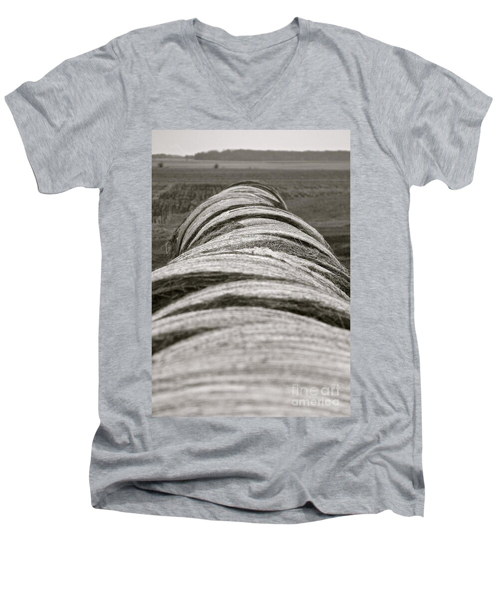 Haystacks Men's V-Neck T-Shirt featuring the photograph Haystacks by Suzanne Oesterling