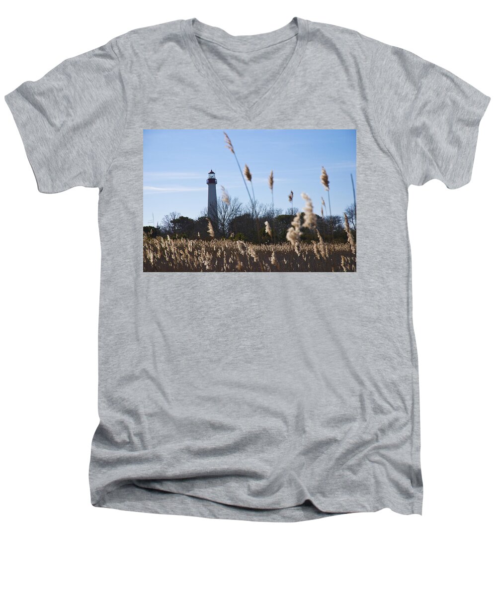 Cape May Men's V-Neck T-Shirt featuring the photograph Cape May Light by Jennifer Ancker