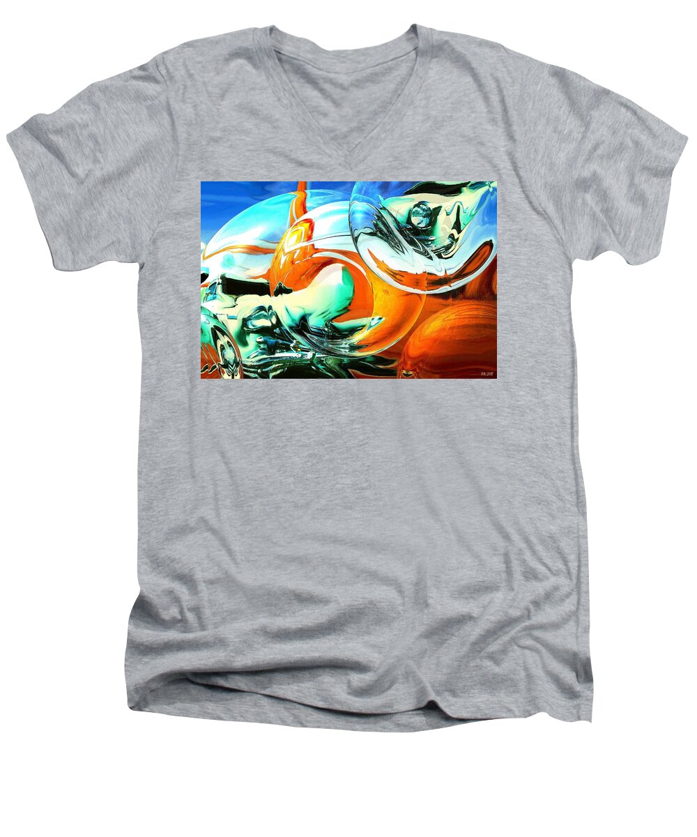 Art Men's V-Neck T-Shirt featuring the painting Car Fandango - Modern Art by Peter Potter