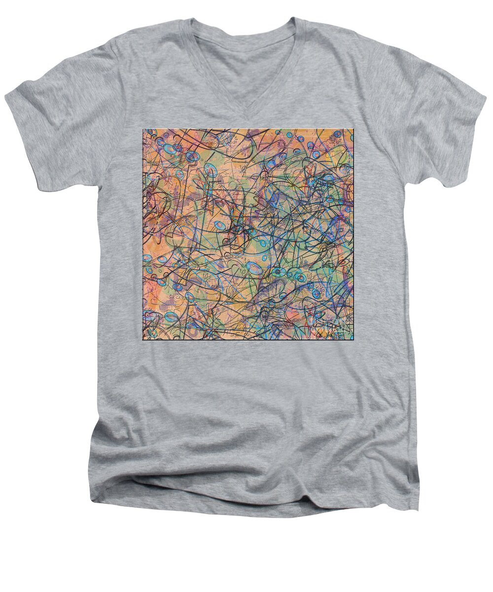 Abstract Men's V-Neck T-Shirt featuring the digital art Celebration by Gabrielle Schertz