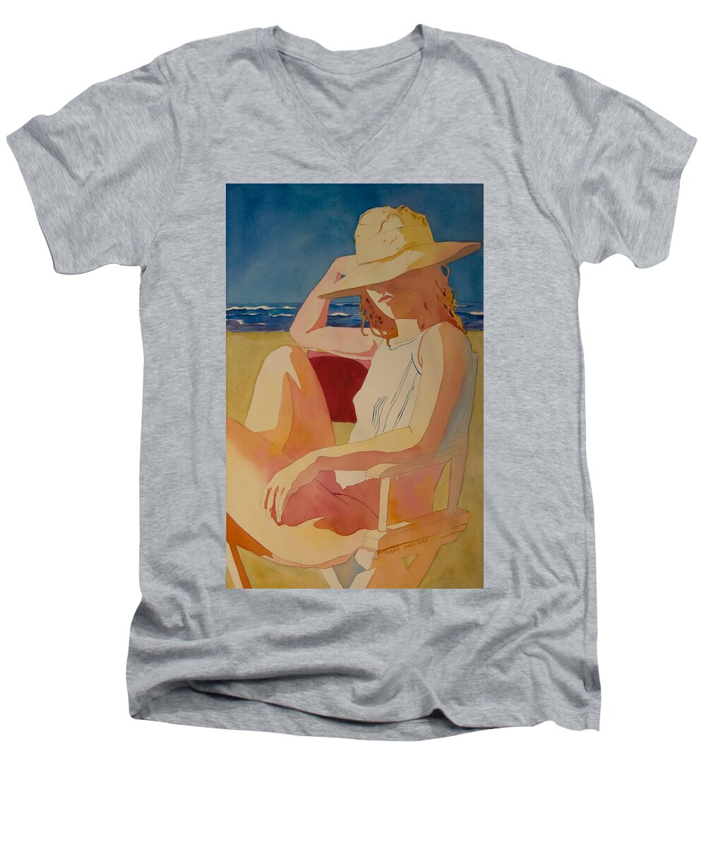 Woman Men's V-Neck T-Shirt featuring the painting Chair Series V by Terry Holliday