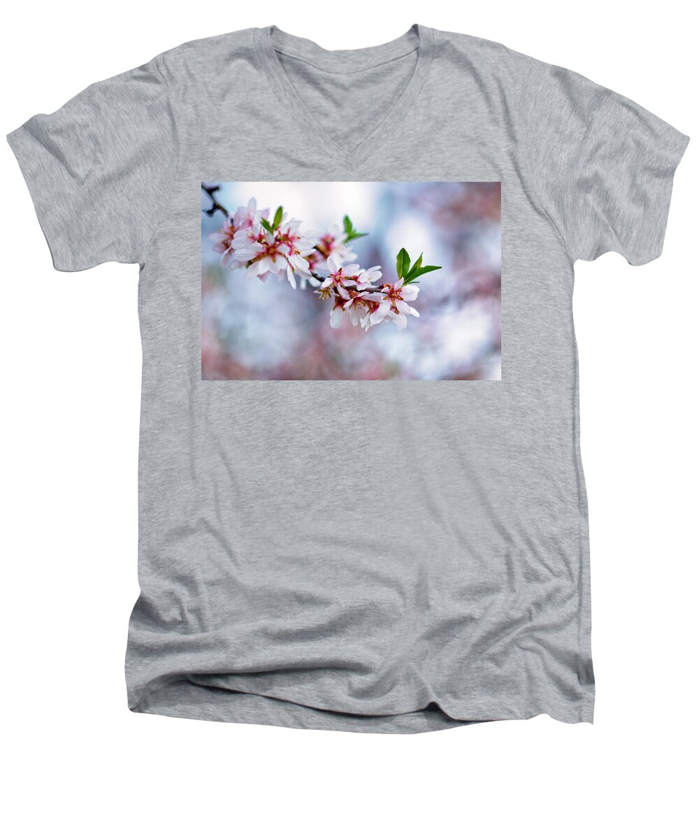 Cherry Men's V-Neck T-Shirt featuring the photograph Cherry Tree Flower by Pablo Lopez