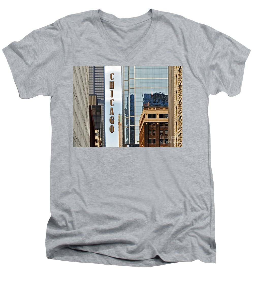 Chicago Men's V-Neck T-Shirt featuring the photograph Chicago by Lydia Holly