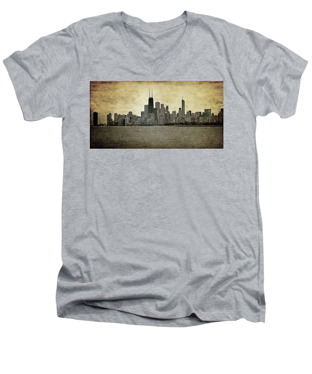 Chicago Men's V-Neck T-Shirt featuring the photograph Chicago on Canvas by Milena Ilieva