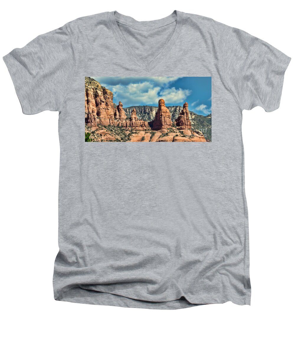 Sedona Men's V-Neck T-Shirt featuring the photograph Chicken Point Sedona Arizona by Donna Greene