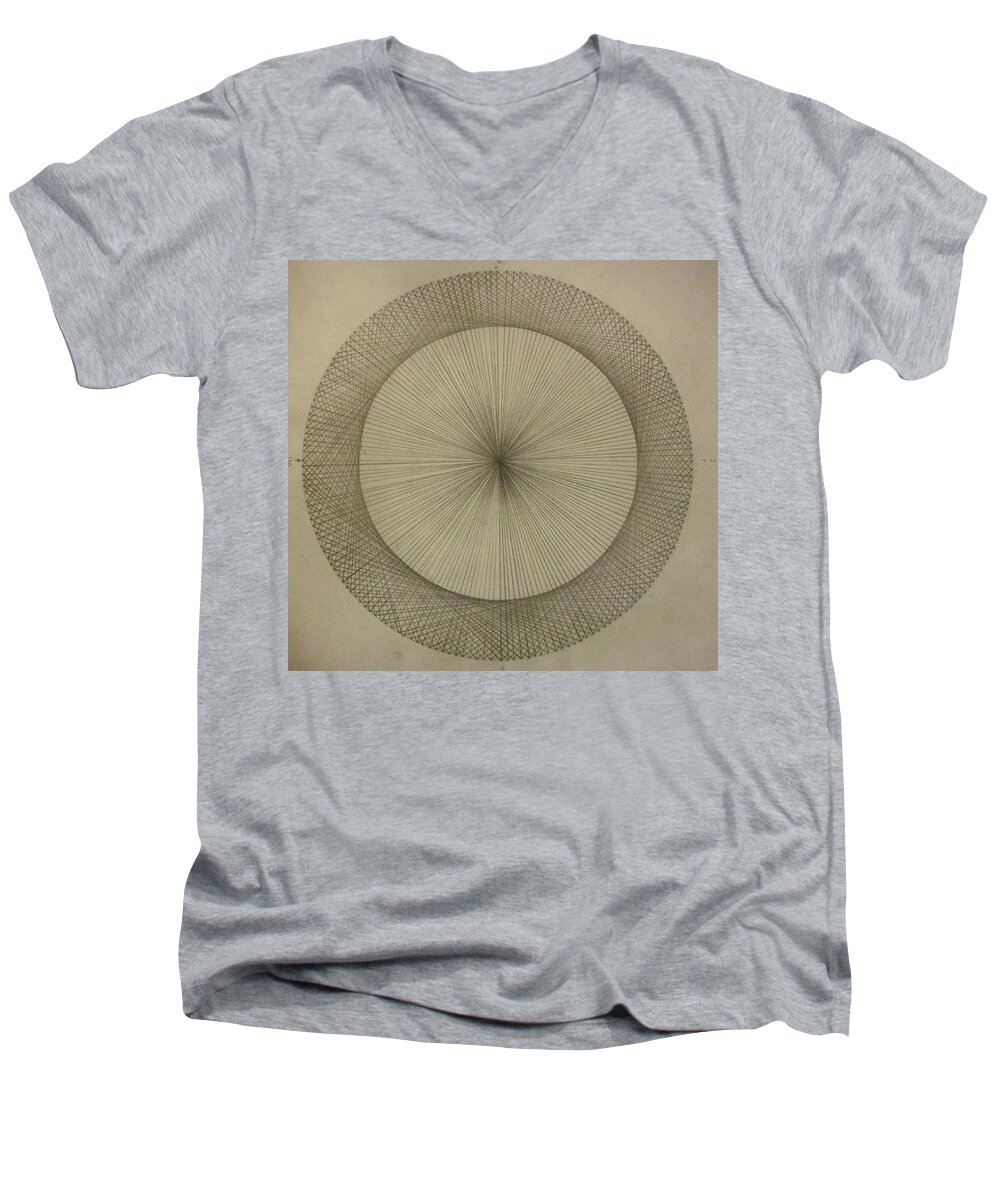  Men's V-Neck T-Shirt featuring the drawing Circles Don't Exist two degree frequency by Jason Padgett
