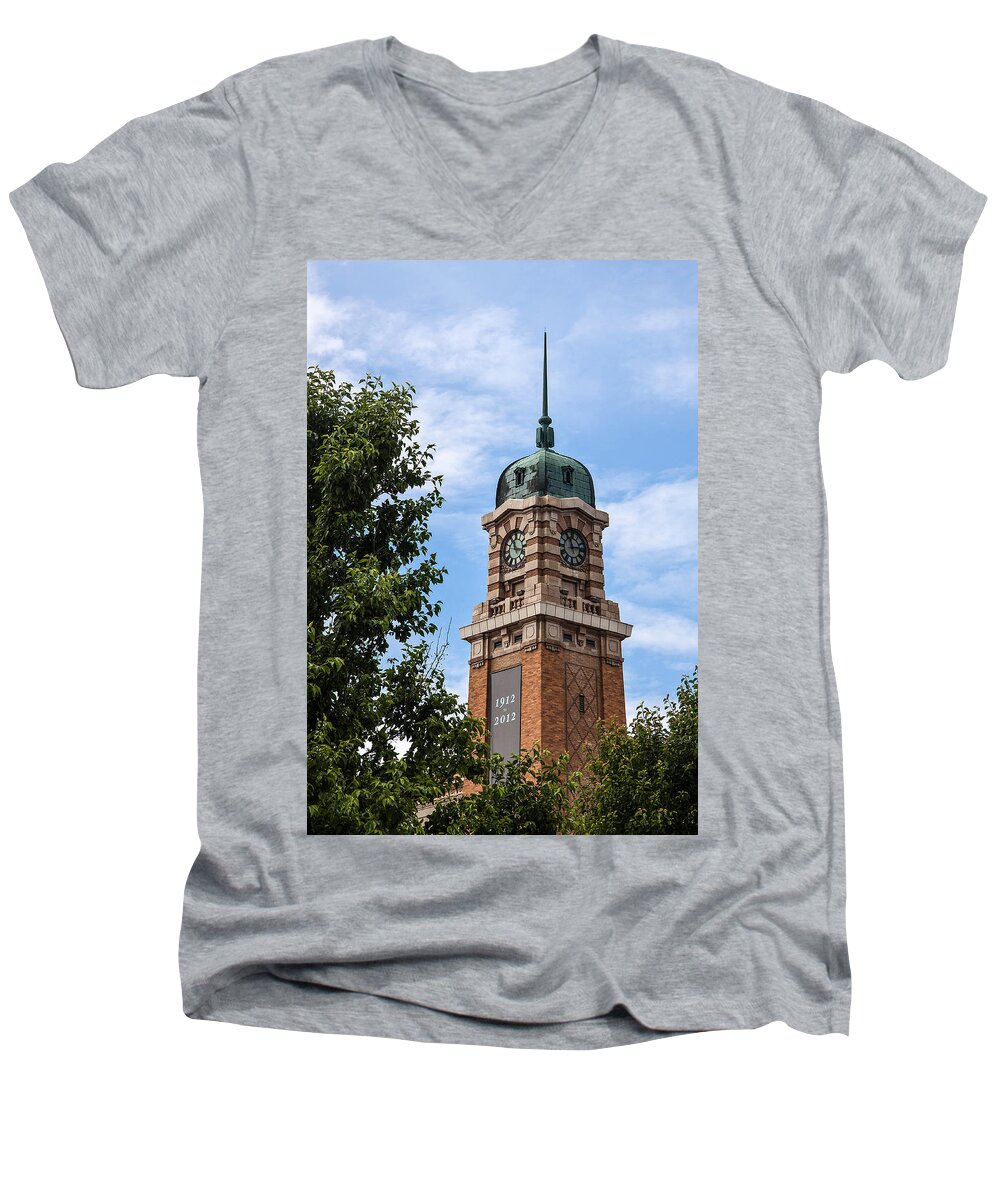 Cleveland West Side Market Tower Men's V-Neck T-Shirt featuring the photograph Cleveland West Side Market Tower by Dale Kincaid