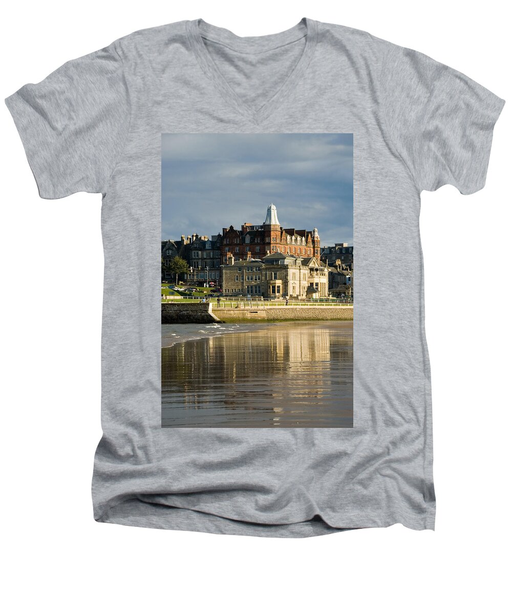 St. Andrews Men's V-Neck T-Shirt featuring the photograph Club House St Andrews by Jeremy Voisey
