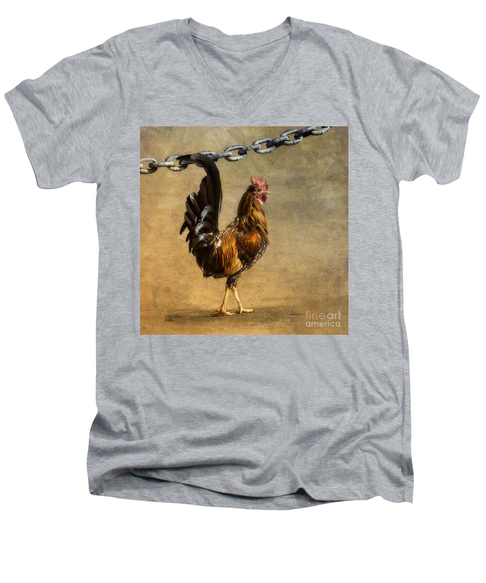 St. Croix Men's V-Neck T-Shirt featuring the photograph Cock of the Walk by Betty LaRue