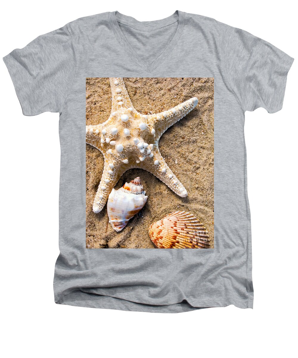 Seashells Men's V-Neck T-Shirt featuring the photograph Collecting Shells by Colleen Kammerer