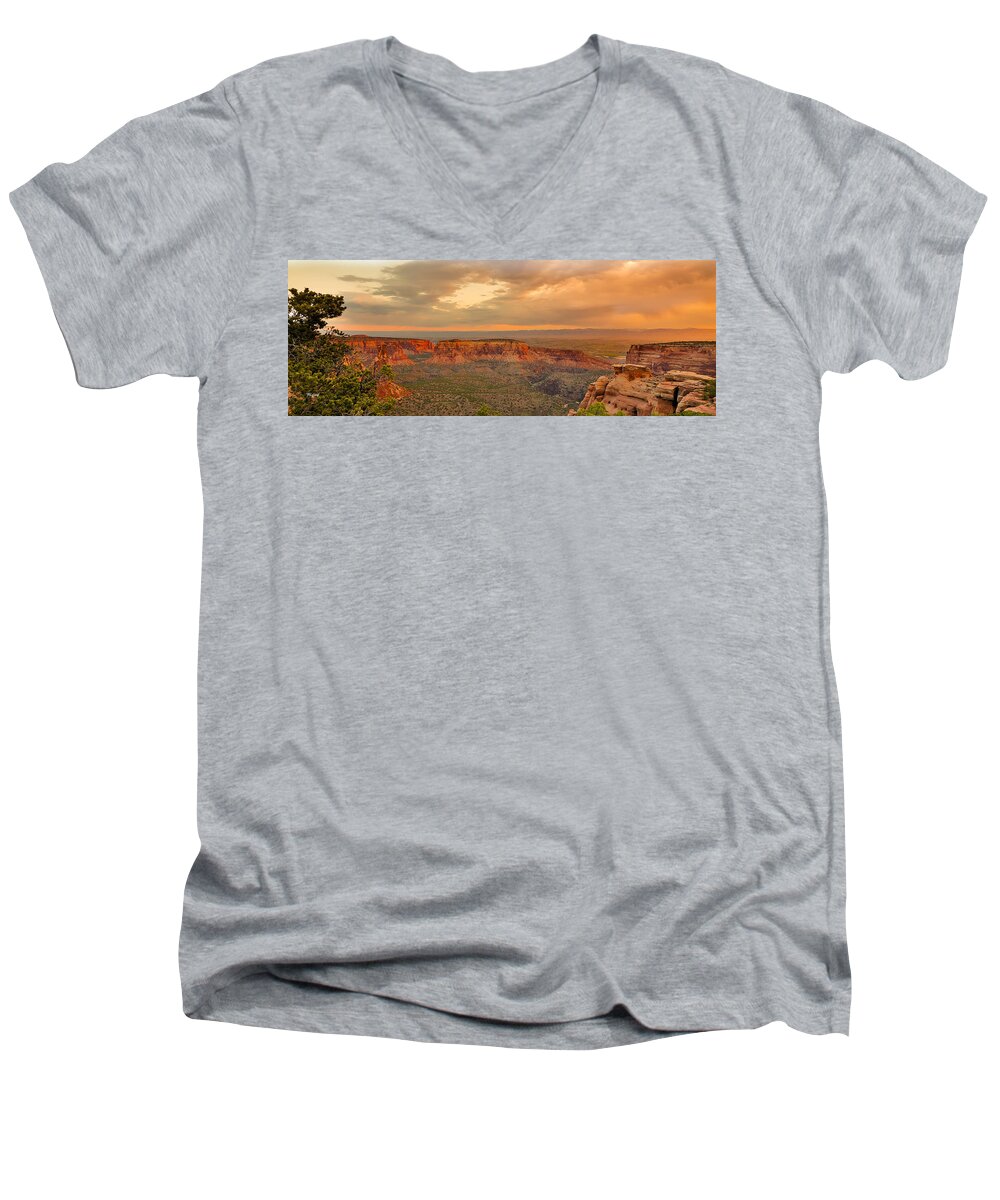 Sky Men's V-Neck T-Shirt featuring the photograph Colorado National Monument Sunrise by Fred J Lord