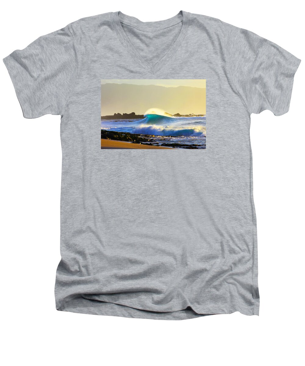 Big Wave Men's V-Neck T-Shirt featuring the photograph Cool Curl by Sean Davey