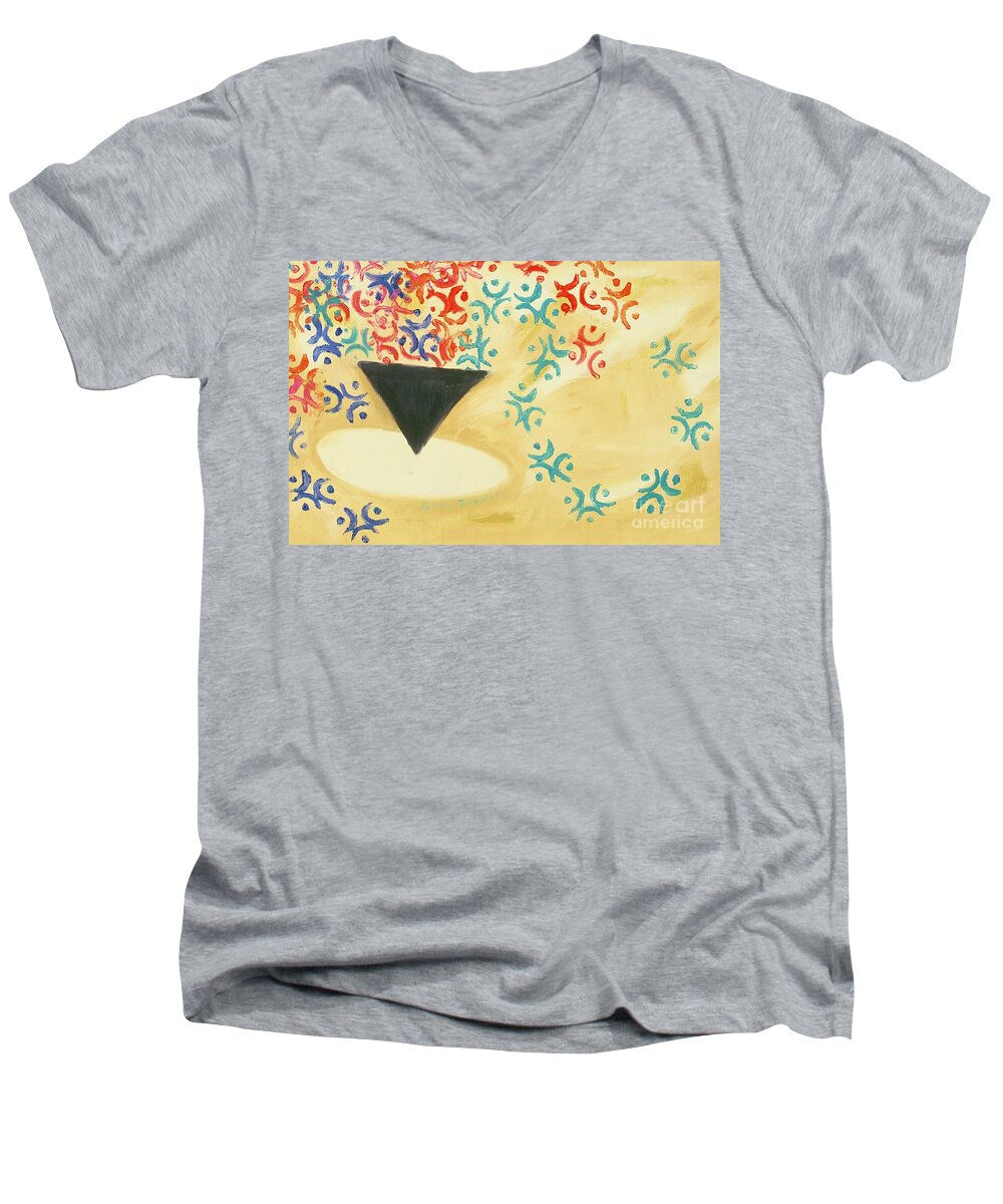 Coffee Men's V-Neck T-Shirt featuring the painting Cup of Coffee by Karen Francis