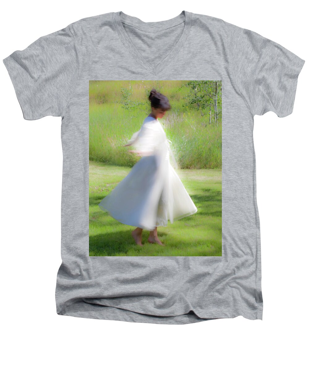 Impressionist Men's V-Neck T-Shirt featuring the photograph Dancing In The Sun by Theresa Tahara
