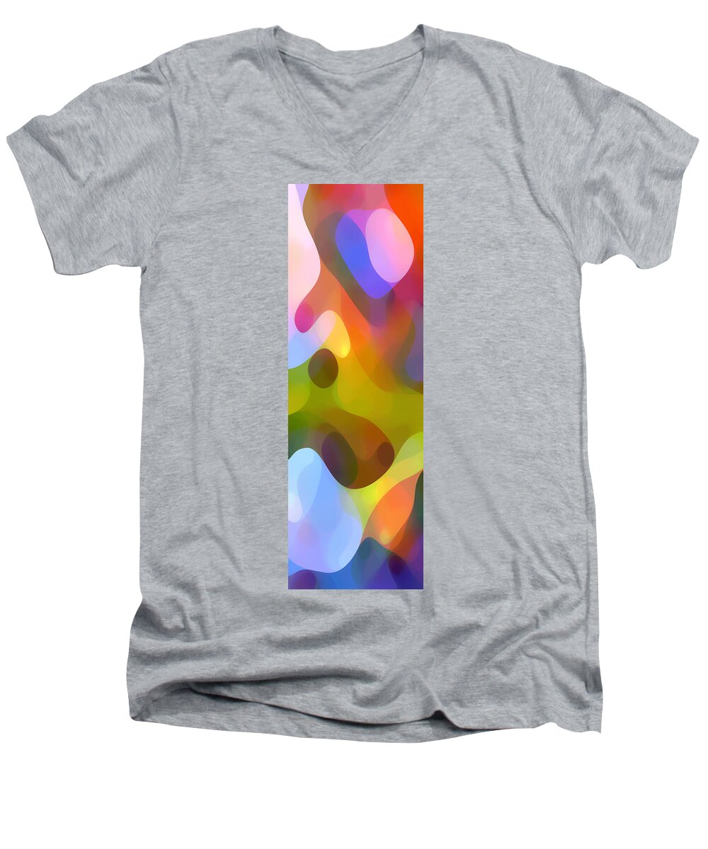 Bold Men's V-Neck T-Shirt featuring the painting Dappled Light Panoramic Vertical 3 by Amy Vangsgard