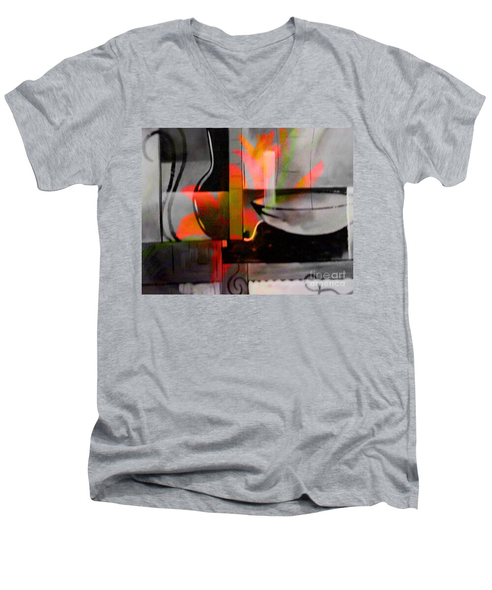 Digital Art Abstract Men's V-Neck T-Shirt featuring the digital art Decorative Design by Yael VanGruber