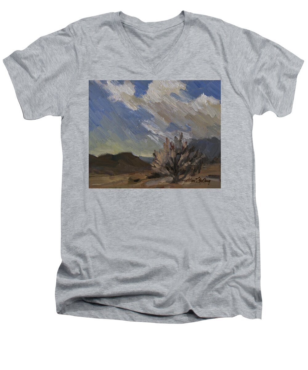 Desert Shower Men's V-Neck T-Shirt featuring the painting Desert Shower by Diane McClary