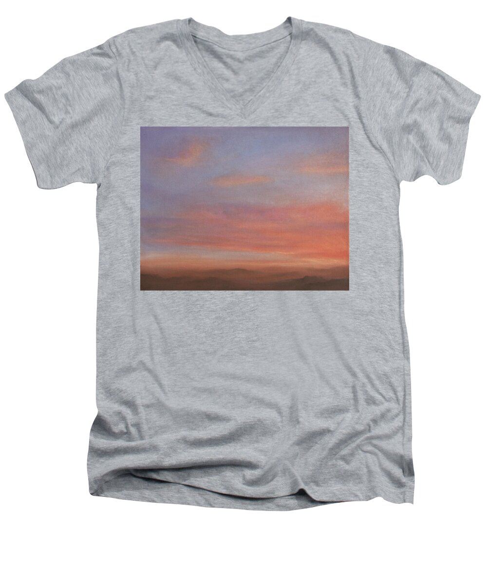 Desert Men's V-Neck T-Shirt featuring the pastel Desert Sky A by Michael Heikkinen