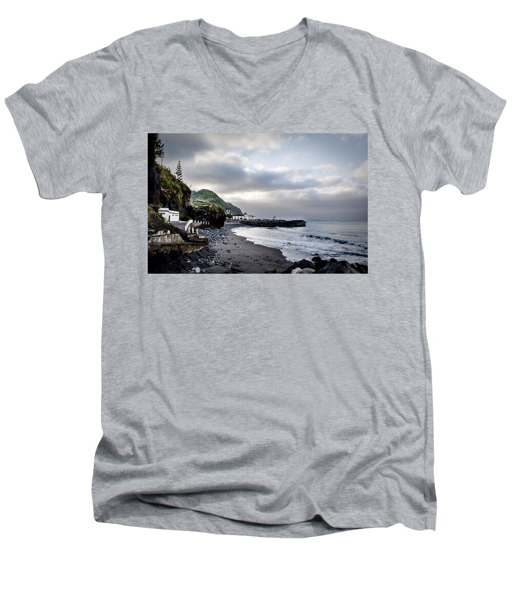 Art Men's V-Neck T-Shirt featuring the photograph Down by the Sea by Joseph Amaral