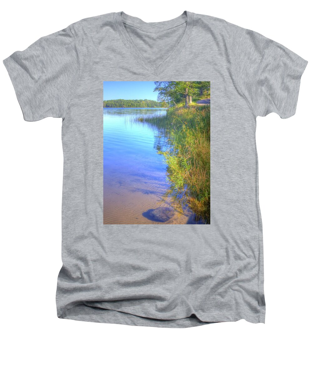 Hdr Men's V-Neck T-Shirt featuring the photograph Eagle Point by Larry Capra