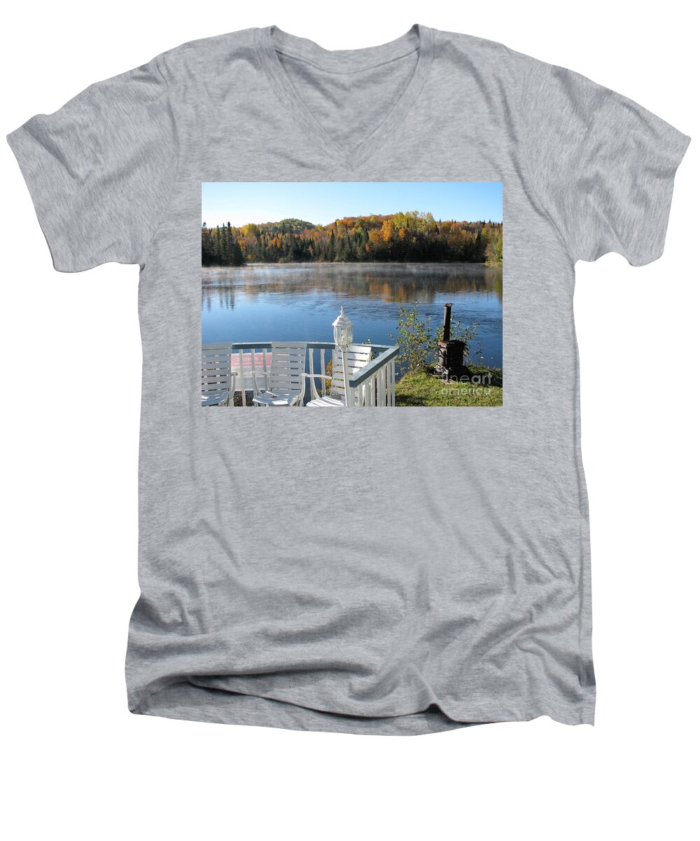 Canada Men's V-Neck T-Shirt featuring the photograph Early Autumn Morning by Jola Martysz