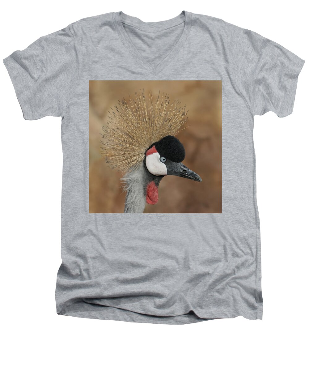 African Crowned Cranes Men's V-Neck T-Shirt featuring the photograph East African Crowned Crane by Ernest Echols