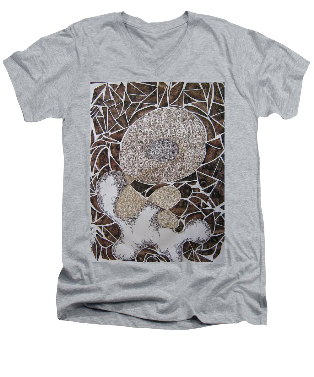 Stipple Men's V-Neck T-Shirt featuring the mixed media Edible Dreams by Pamela Henry
