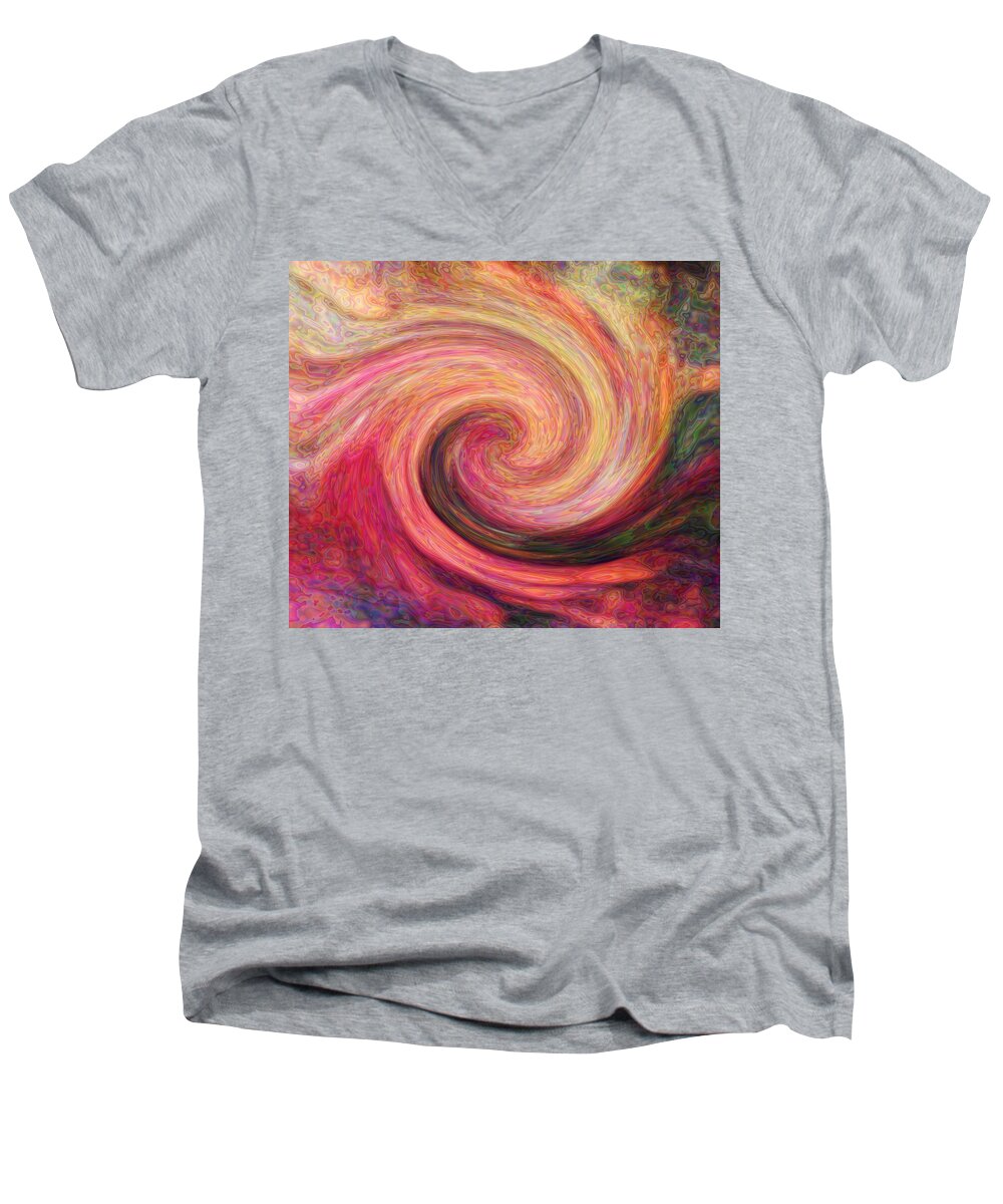 Swirl Men's V-Neck T-Shirt featuring the digital art Enamel twist by Lilia S