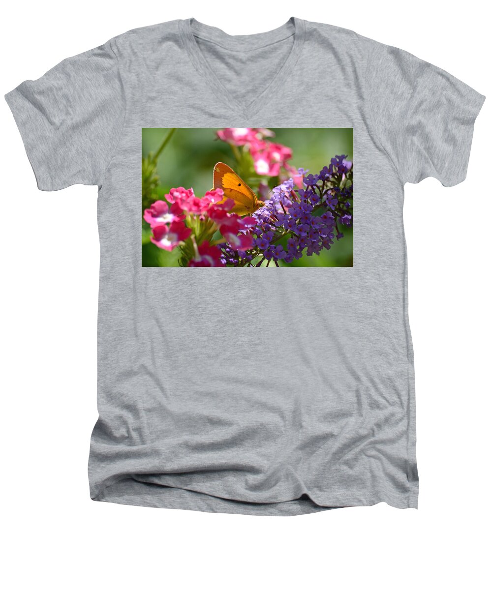 Butterfly Men's V-Neck T-Shirt featuring the photograph Eyes of Green by Lori Tambakis