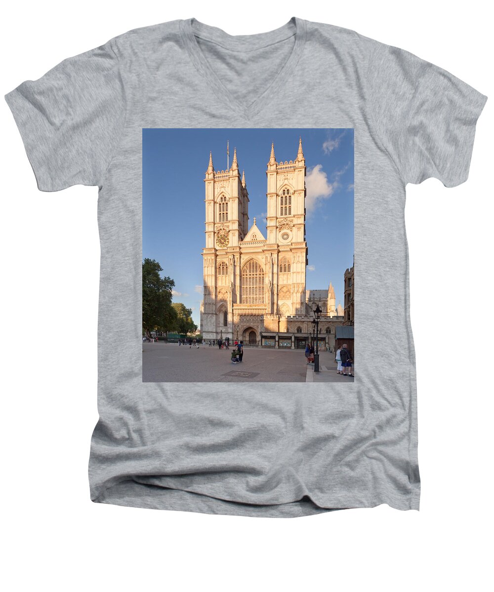 Photography Men's V-Neck T-Shirt featuring the photograph Facade Of A Cathedral, Westminster by Panoramic Images