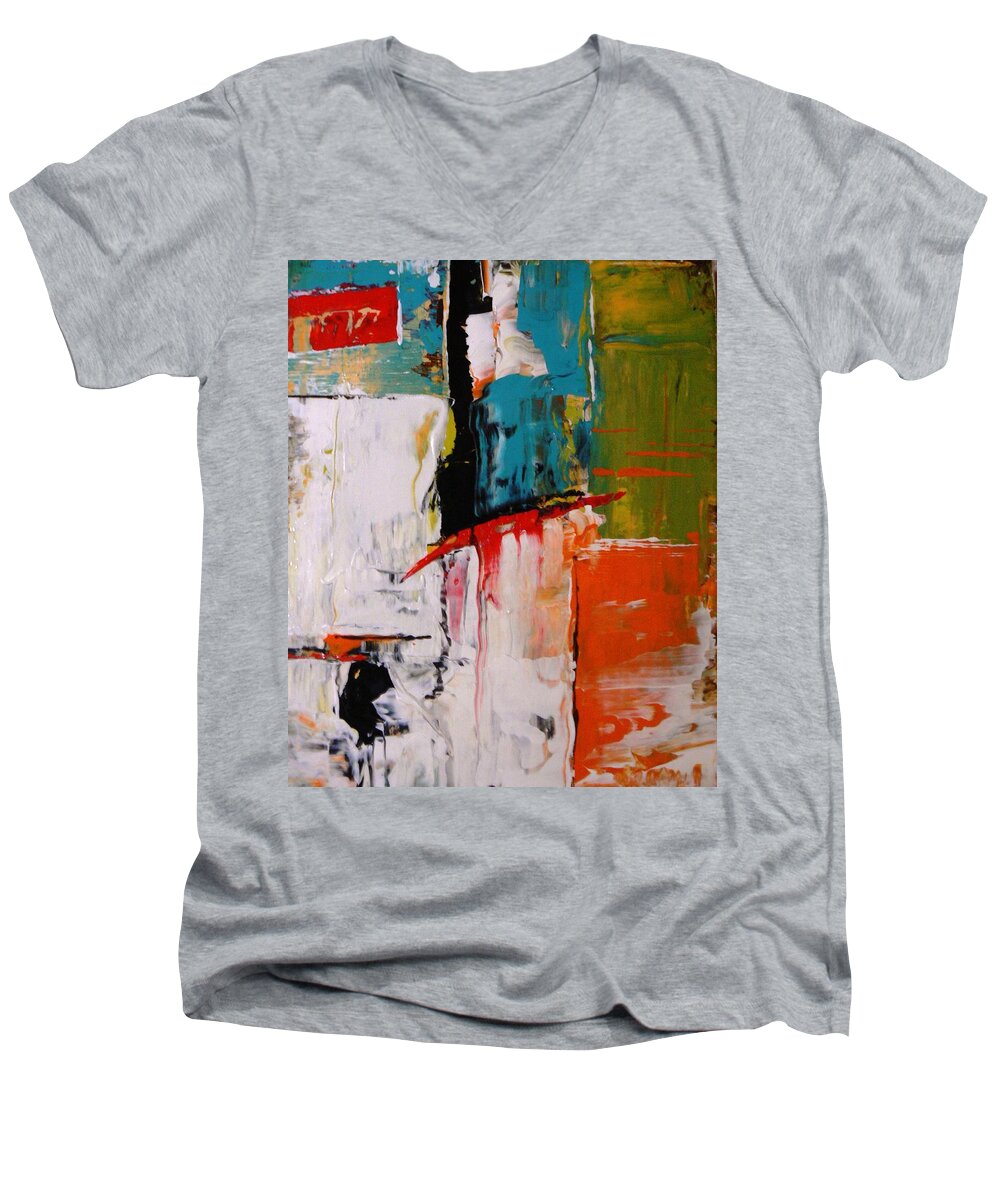 Falls Series Men's V-Neck T-Shirt featuring the painting Falls IIi by Tia McDermid