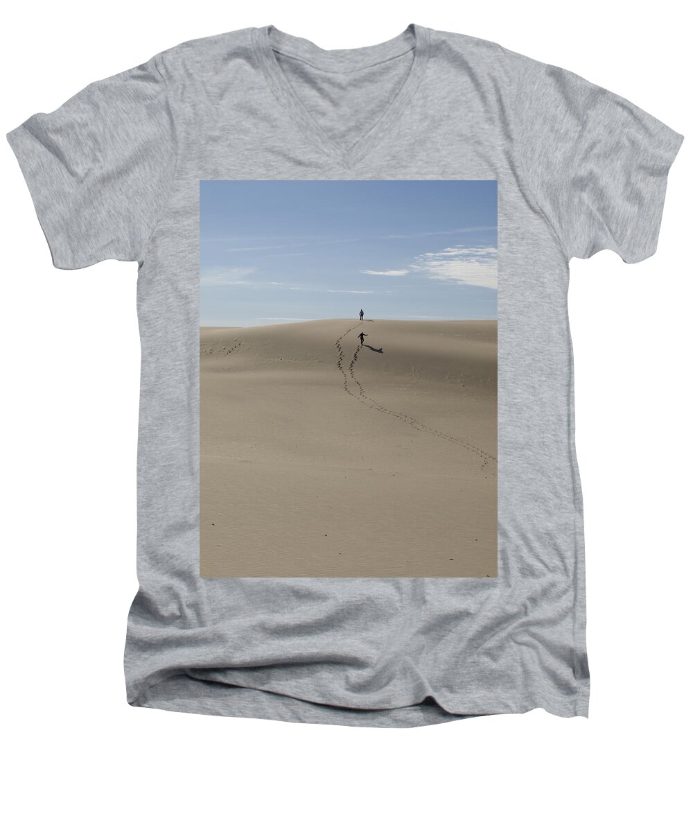 Dunes Men's V-Neck T-Shirt featuring the photograph Far Away in the Sand by Tara Lynn