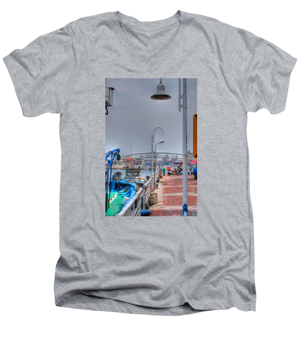Fisherman's Wharf Men's V-Neck T-Shirt featuring the photograph Fisherman's Wharf Taiwan by Bill Hamilton