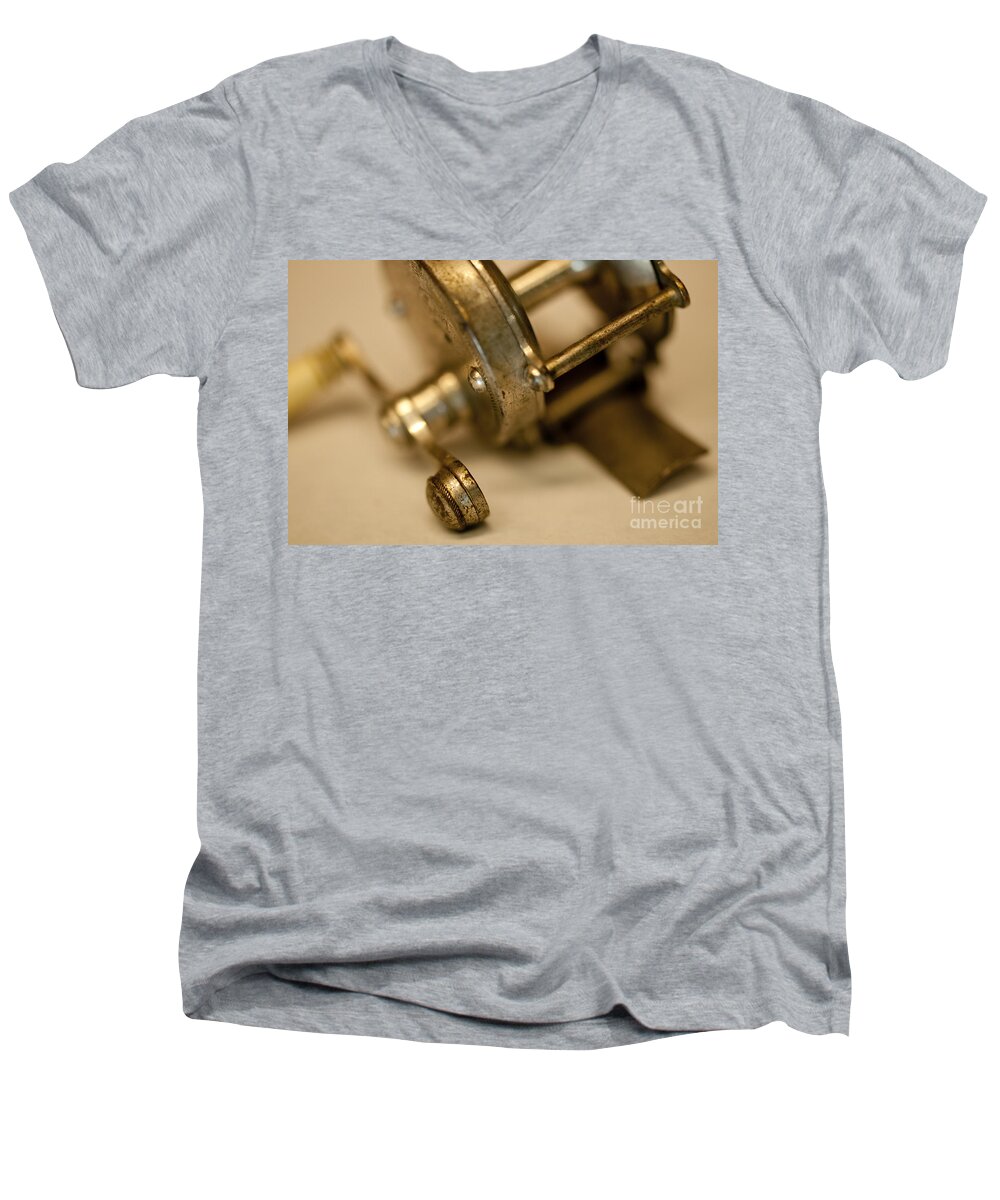 Fishing Reel Men's V-Neck T-Shirt featuring the photograph Fishing Reel by Wilma Birdwell