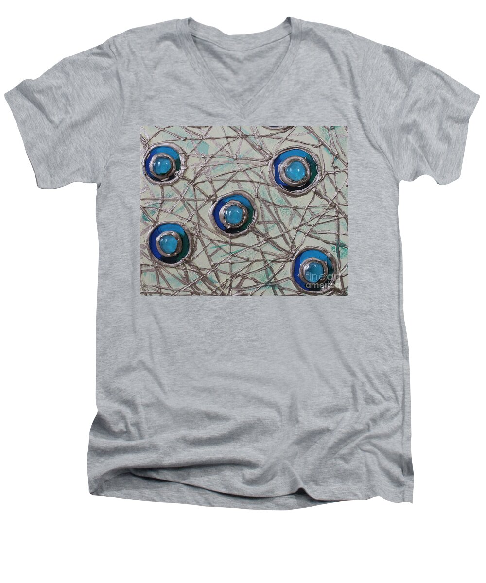 Circles Men's V-Neck T-Shirt featuring the painting Five Circles by Cynthia Snyder