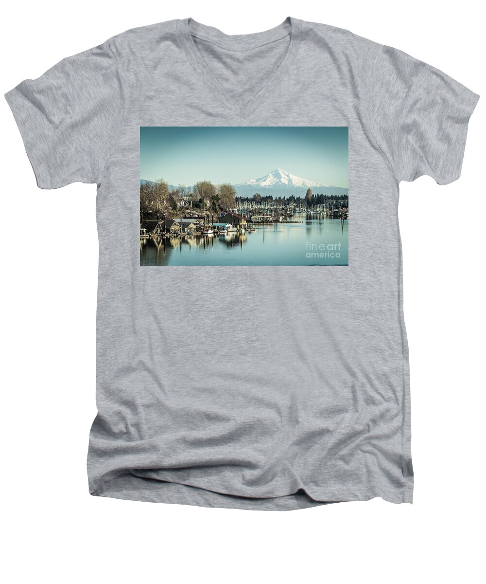 House Boats Men's V-Neck T-Shirt featuring the photograph Floating World by Patricia Babbitt