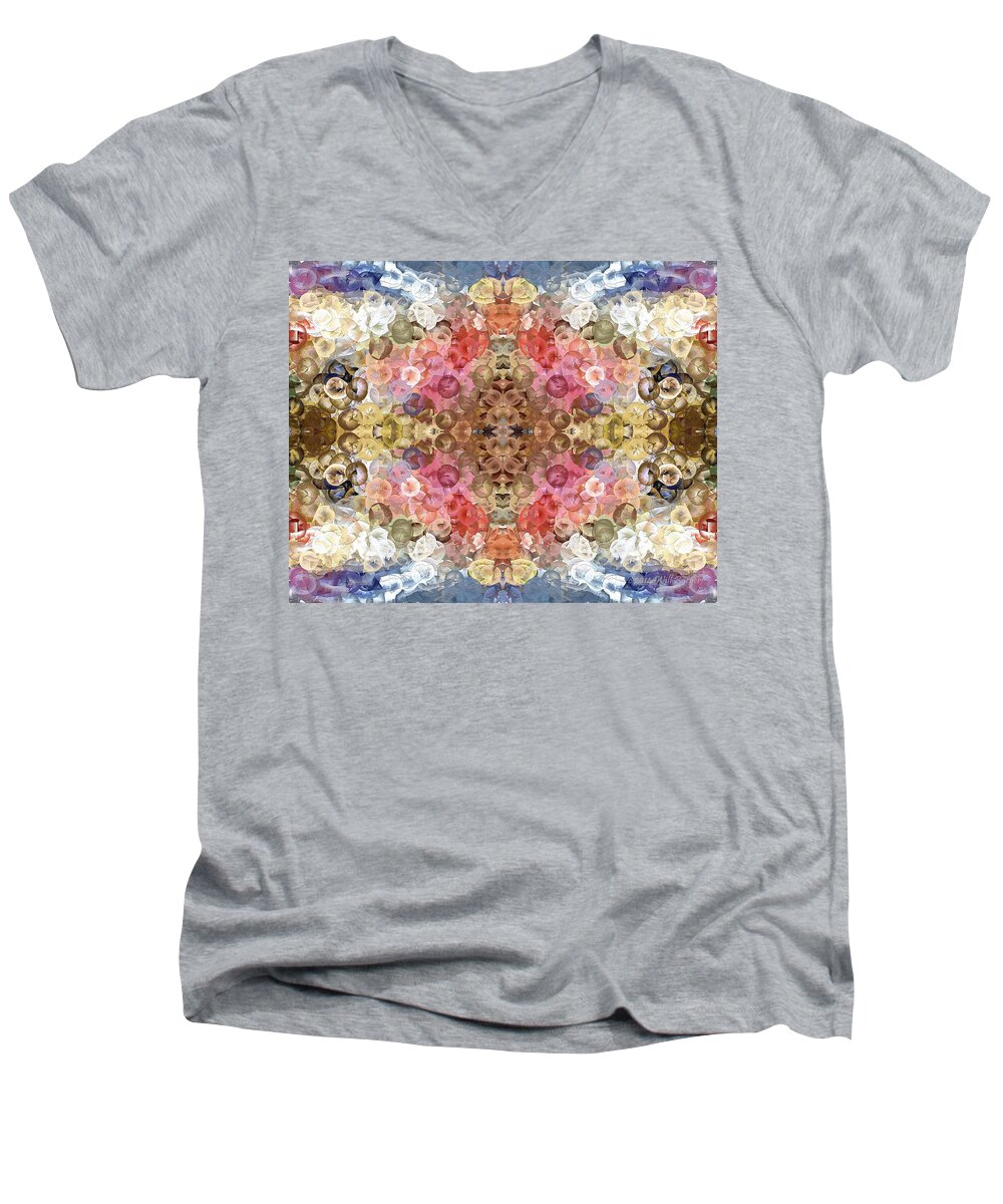 Abstract Men's V-Neck T-Shirt featuring the painting Flowers for the Fish Nbr 1L by Will Barger