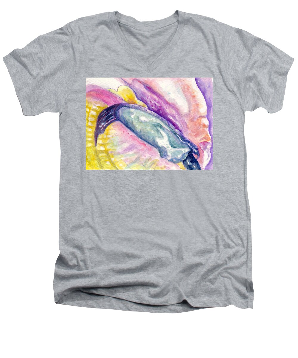 Florida Keys Sea Life Men's V-Neck T-Shirt featuring the painting Foot of Conch by Ashley Kujan