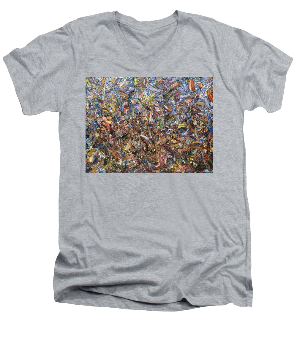 September Men's V-Neck T-Shirt featuring the painting Fragmented Fall by James W Johnson
