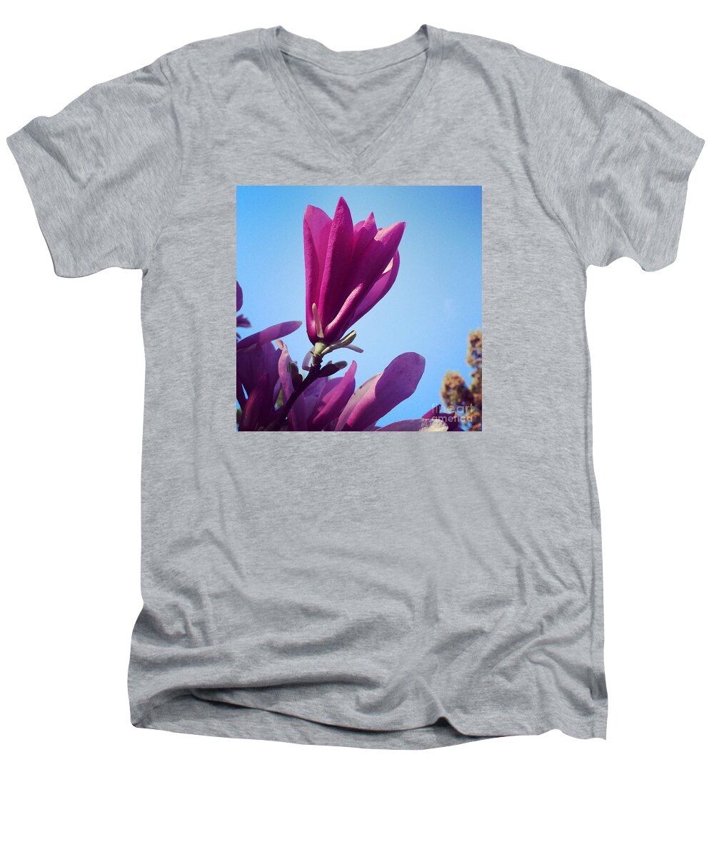 Magnolia Blossom Men's V-Neck T-Shirt featuring the photograph Fragrant Silence by Kerri Farley