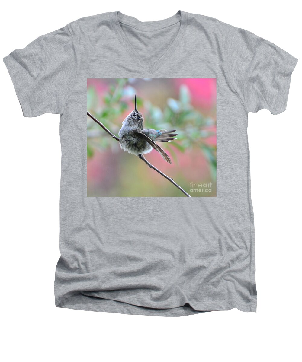 Singing Men's V-Neck T-Shirt featuring the photograph Fredrick singing in the rain by Debby Pueschel