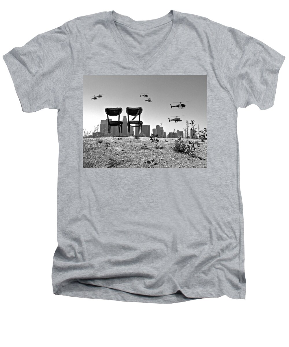 Black And White Men's V-Neck T-Shirt featuring the photograph Front Row Seats by Guillermo Rodriguez