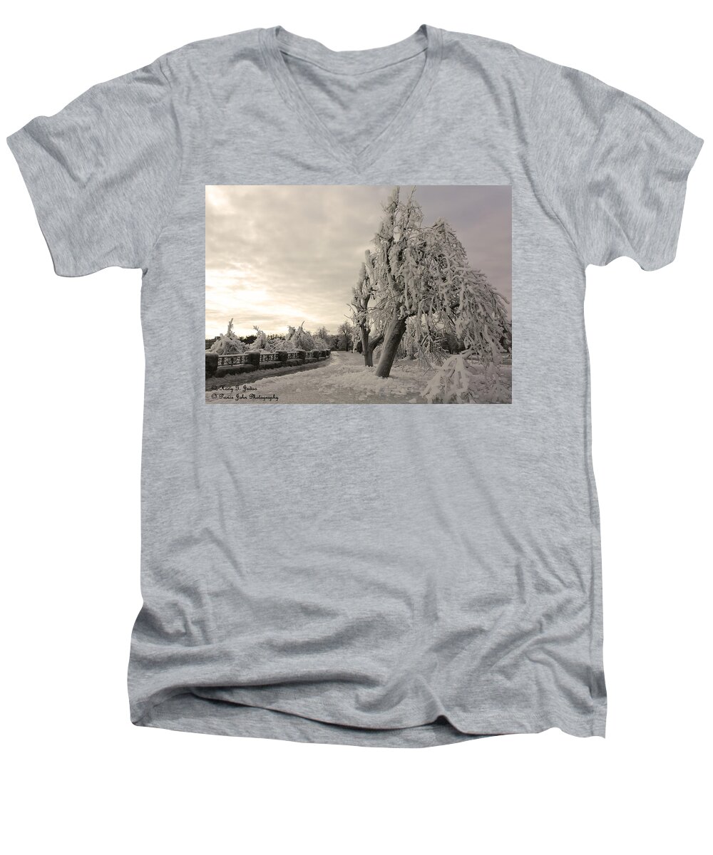 Niagara Falls Men's V-Neck T-Shirt featuring the photograph Frozen In Time by Hany J