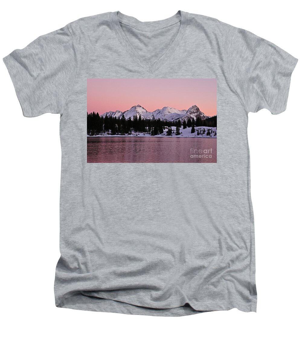 Molas Lake Men's V-Neck T-Shirt featuring the photograph God's Light Painting at Molas Lake by Kelly Black