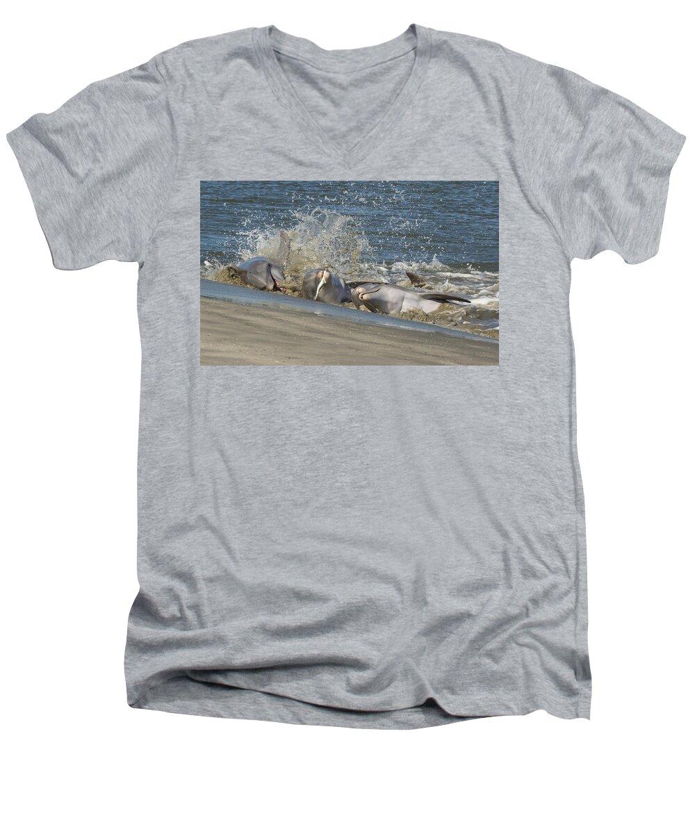 Ocean Men's V-Neck T-Shirt featuring the photograph Gotcha by Patricia Schaefer