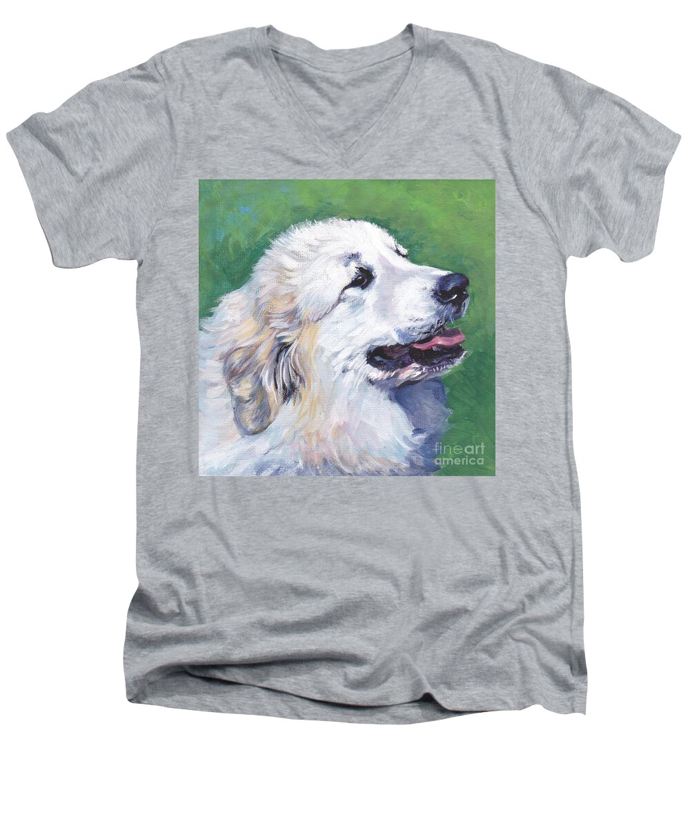 Great Pyrenees Men's V-Neck T-Shirt featuring the painting Great Pyrenees by Lee Ann Shepard