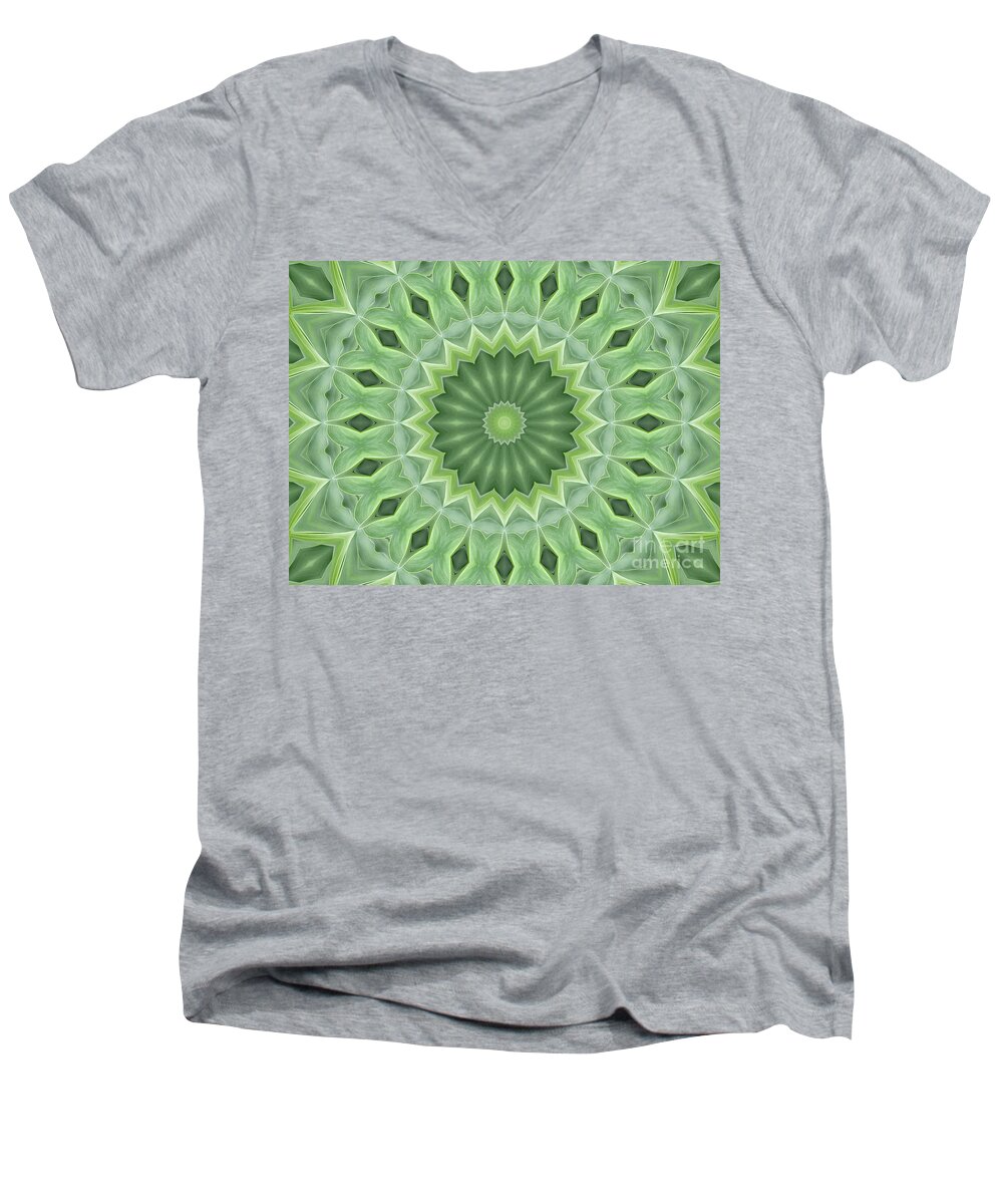 Agave Men's V-Neck T-Shirt featuring the digital art Green Beauty by Bel Menpes