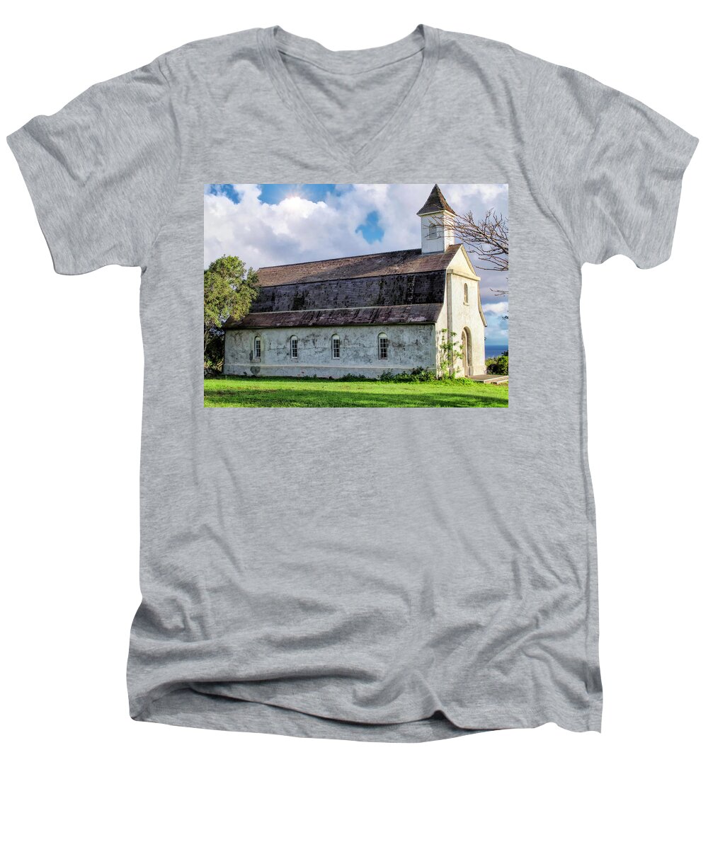 Church Men's V-Neck T-Shirt featuring the photograph Hana Church 4 by Dawn Eshelman
