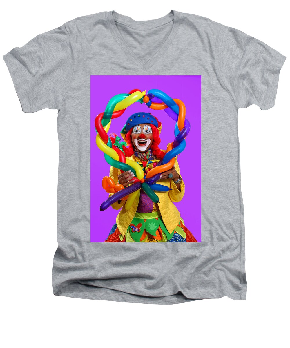 Clown Men's V-Neck T-Shirt featuring the photograph Happy Birthday Clown by Joe Ownbey