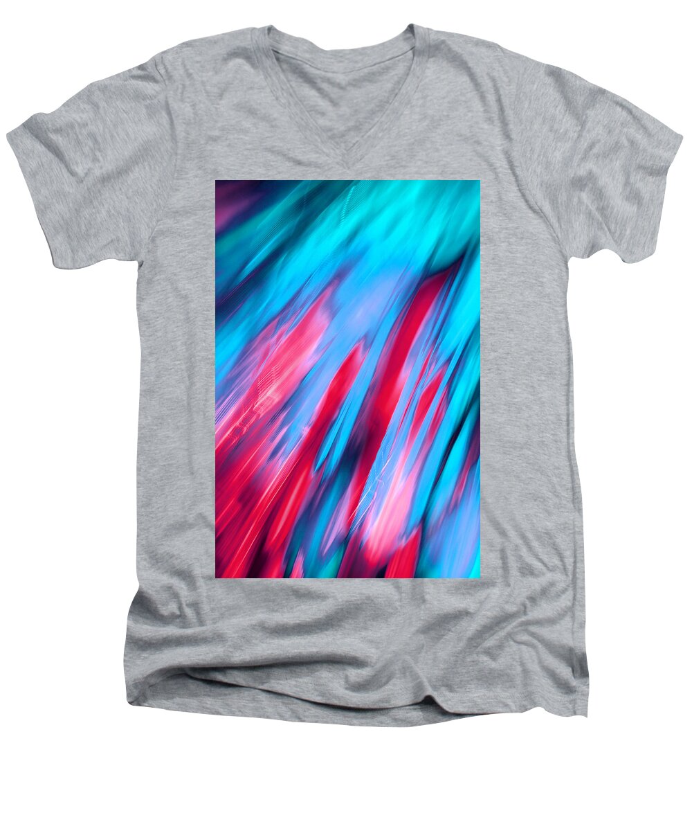 Abstract Men's V-Neck T-Shirt featuring the photograph Happy Together Left Side by Dazzle Zazz
